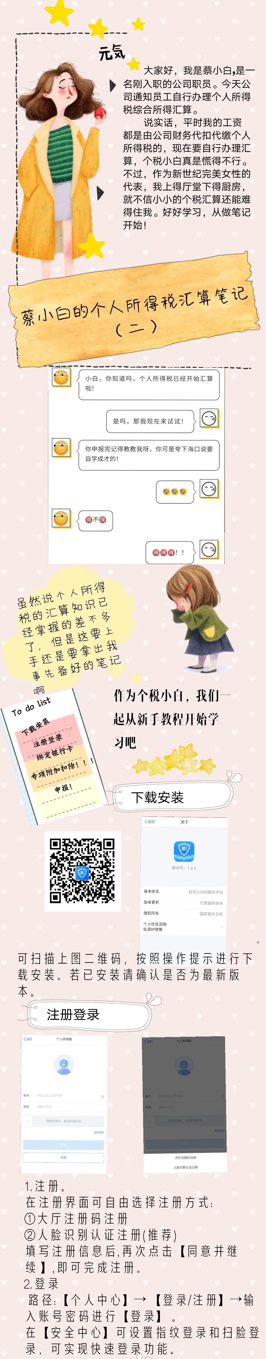 漫畫 | 做完這組辦理流程筆記，再也不用擔(dān)心蔡小白不會個稅匯算啦！